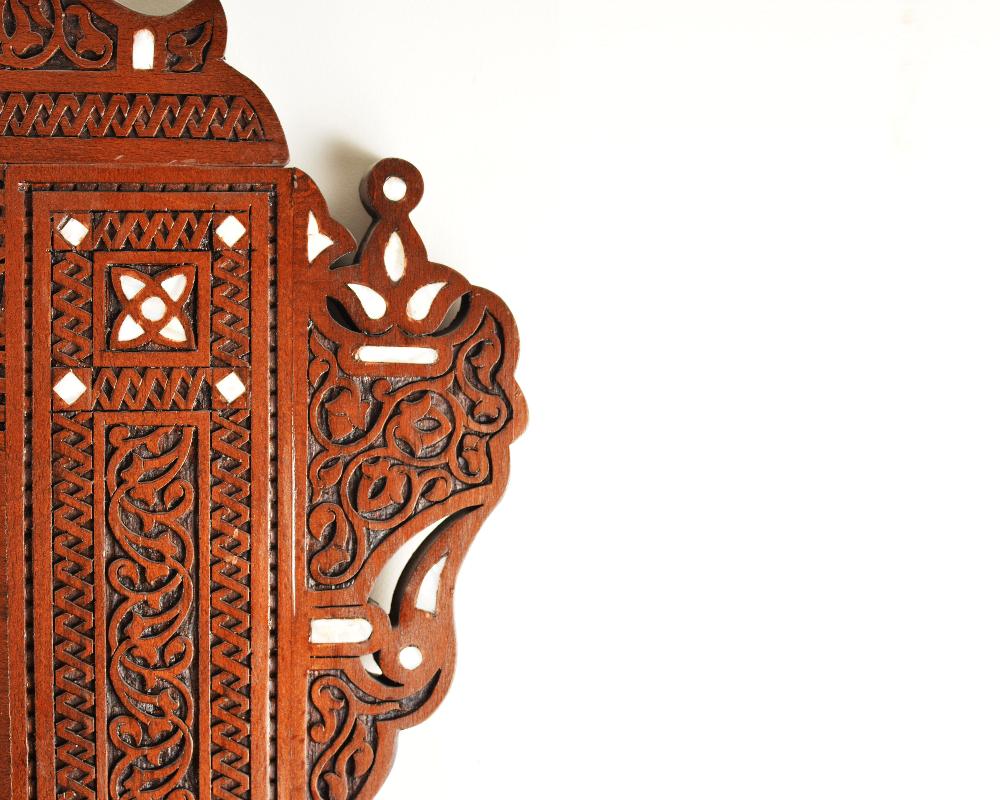 Vintage Wood Console Table | Elegant Walnut Wood & Mother of Pearls
