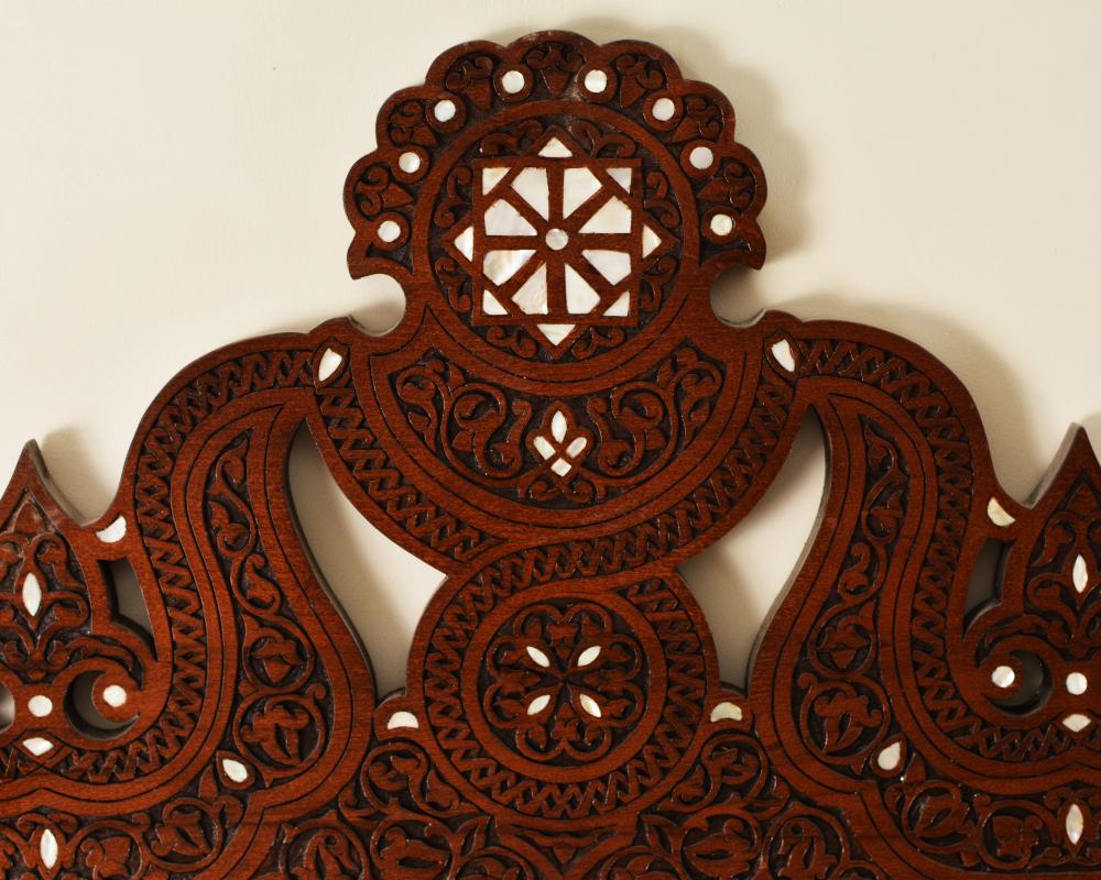 Vintage Wood Console Table | Elegant Walnut Wood & Mother of Pearls