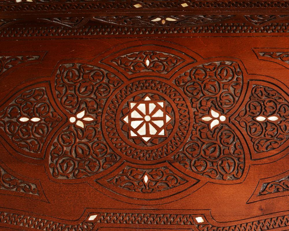 Vintage Wood Console Table | Elegant Walnut Wood & Mother of Pearls