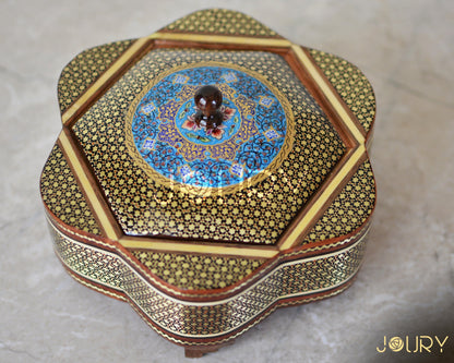 HANDPAINTED box / Chocolate Box/ Handmade box/ EID gift/ mosaic box inlay with Copper /Christmas Gift/ Birthday Gift