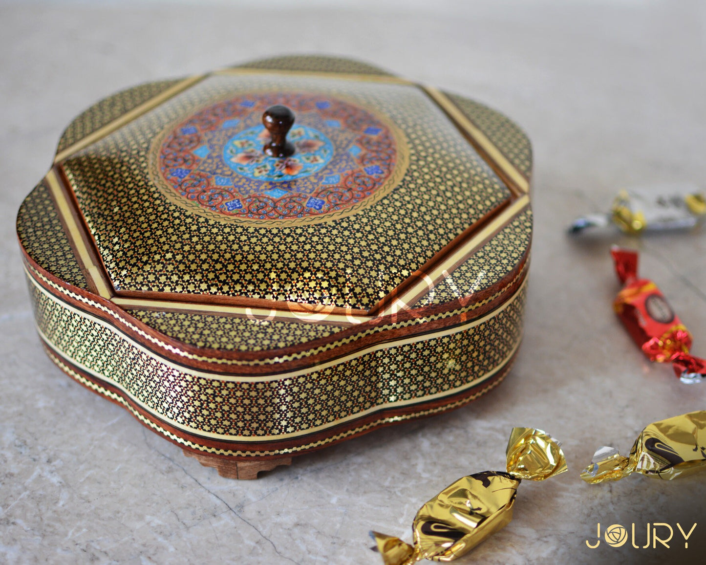 HANDPAINTED box / Chocolate Box/ Handmade box/ EID gift/ mosaic box inlay with Copper /Christmas Gift/ Birthday Gift