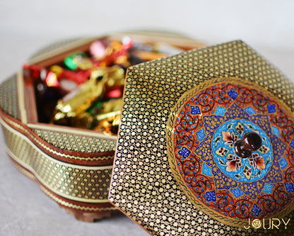 HANDPAINTED box / Chocolate Box/ Handmade box/ EID gift/ mosaic box inlay with Copper /Christmas Gift/ Birthday Gift