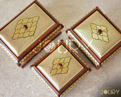 Luxury Mosaic Wooden Box with Copper Inlay