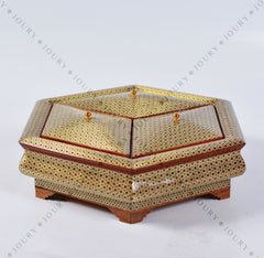 3 Compartment Mosaic Jewelry Box with Copper Inlay