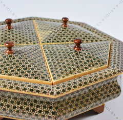 4 Compartment Mosaic Box with Copper Inlay