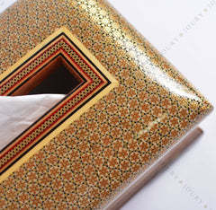 Wooden Tissue box inlaid with copper