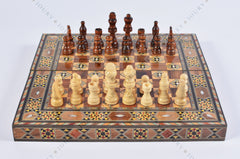 12" Foldable Chess Board with Mother-of-Pearl Inlay