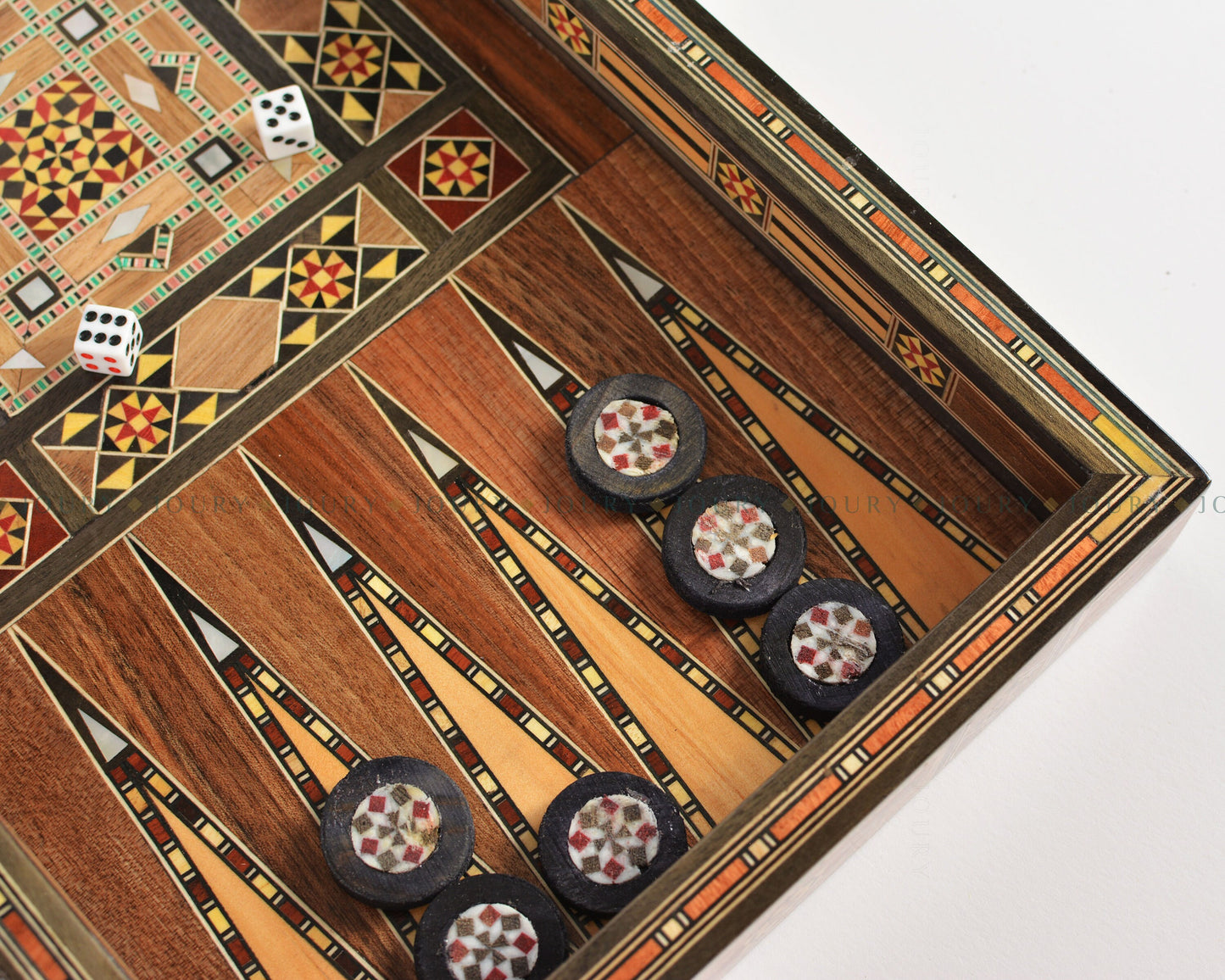 Clearance sale!!! Wooden Chess set- FREE BACKGAMMON PIECES -Folding chess Board, with closing lid Mosaic handmade, Clearance sale!!!