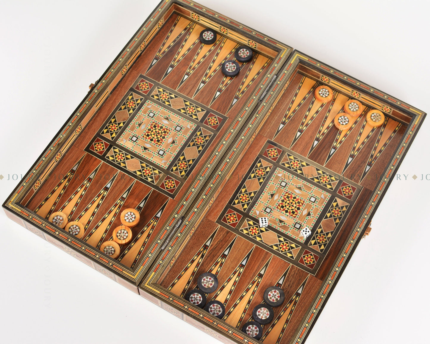 Clearance sale!!! Wooden Chess set- FREE BACKGAMMON PIECES -Folding chess Board, with closing lid Mosaic handmade, Clearance sale!!!